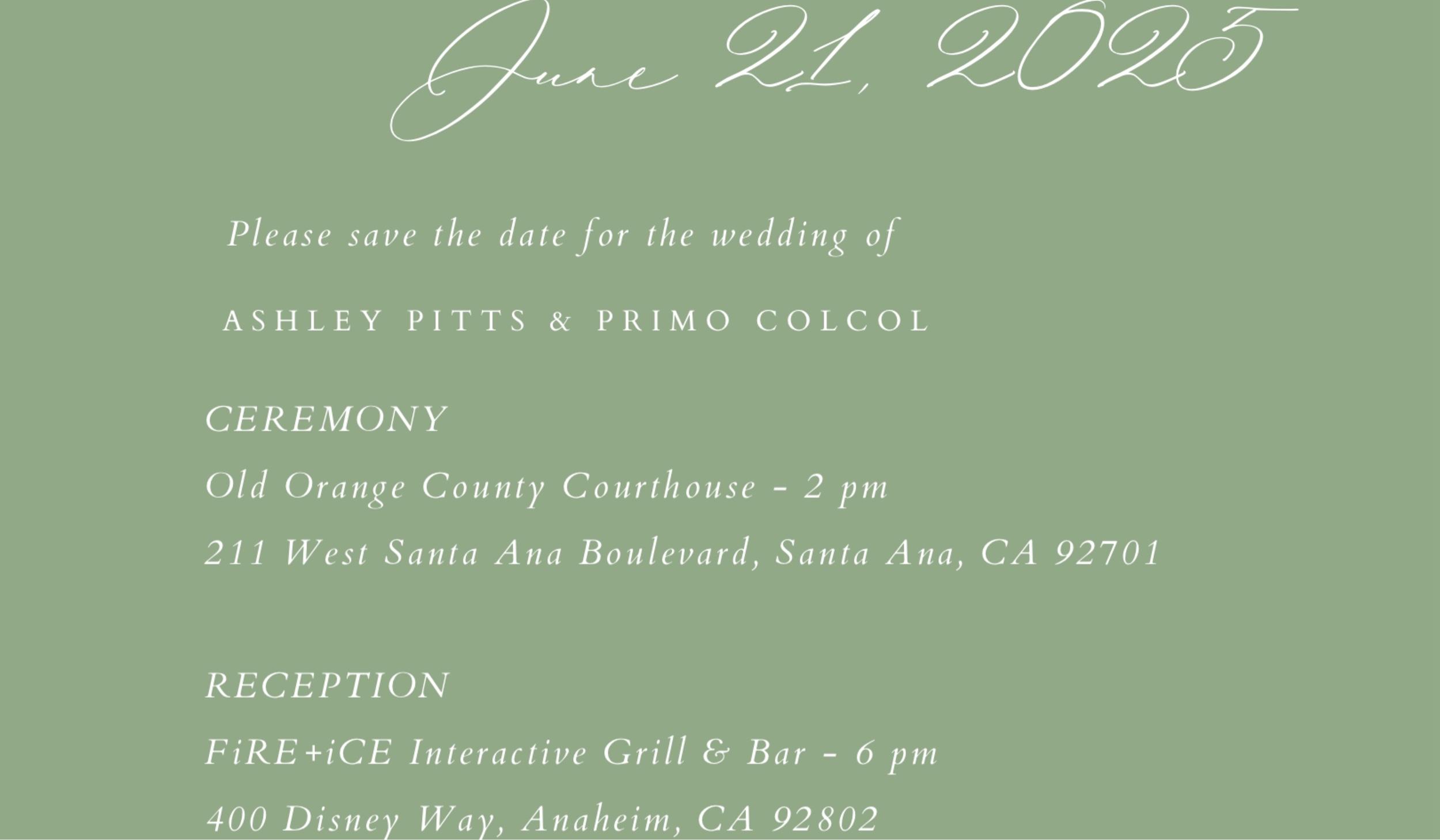 The Wedding Website of Ashley Pitts and Primo Colcol