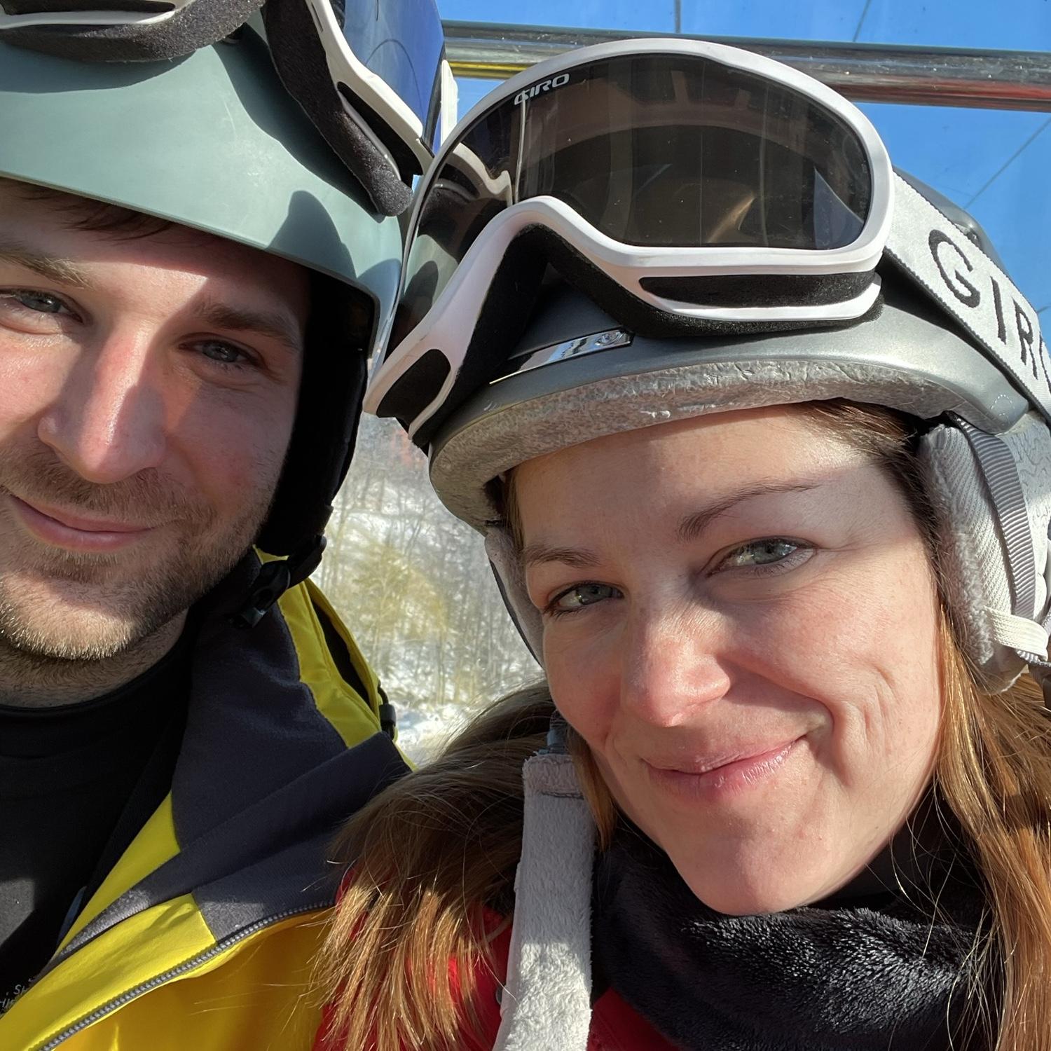 On the ski lift!