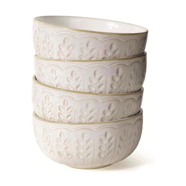 Set of 4 Embossment Ceramic Bowls