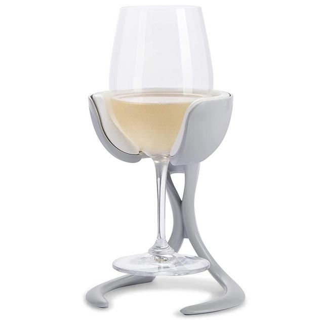 VoChill Personal Wine Chiller | Keep the Chill Without Giving Up Your Glass | New Must-Have Wine Accessory | Separable & Refreezable Chill Cradle | Actively Chills Stemware | Stone, Single VoChill