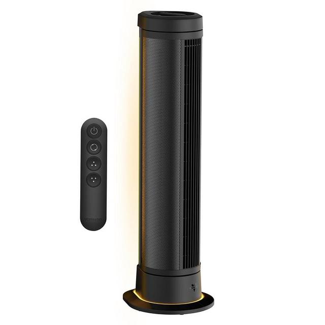 Vornado ARA Oscillating Tower Fan with Ambient Light and Remote, 40 Inch, Quiet Powerful Standing Fan, 5 Speeds, Touch Control, Illuminated Air Circulator Fan for Bedroom and Home, Black