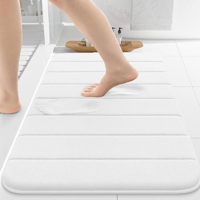 Colorxy Memory Foam Bath Mat 36x24, Ultra Soft and Absorbent Bathroom Rugs, Non-Slip, Machine Wash Dry, Thick Bath Rug Carpet for Bathroom Floor, Sink and Shower, White