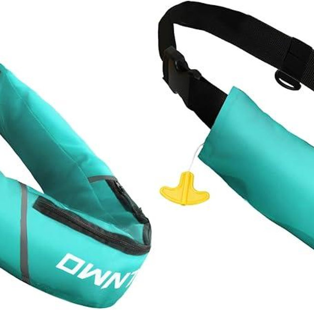 Owntop Manual Inflatable Belt Pack, Adults Swim Jacket with Blowpipe & Whistle, 24g CO2 Cylinder Included, Low Profile for Kayaking, Fishing, Paddle Sports