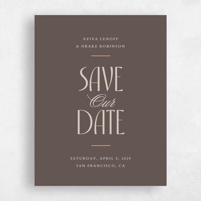 Dark Taupe, Brown Wedding Save the Date - Trogir Portrait
