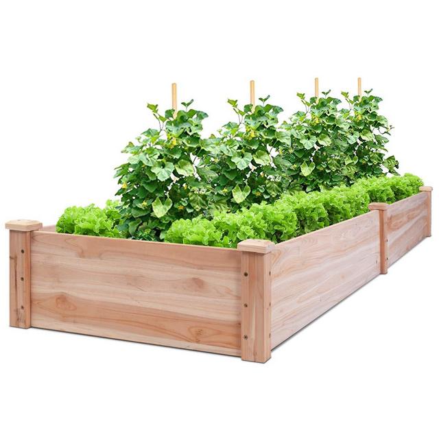 Giantex Raised Garden Bed Planter, Wooden Elevated Vegetable Planter Kit Box Grow for Patio Deck Balcony Outdoor Gardening, Natural (96&quot;X24&quot;X10&quot;)
