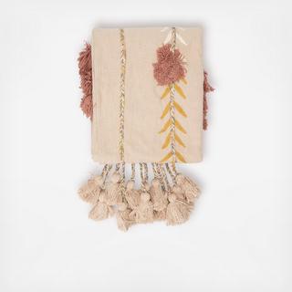 Embroidered Pom Pom Throw