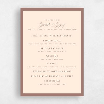 Chestnut, Brown Wedding Program - Laroque