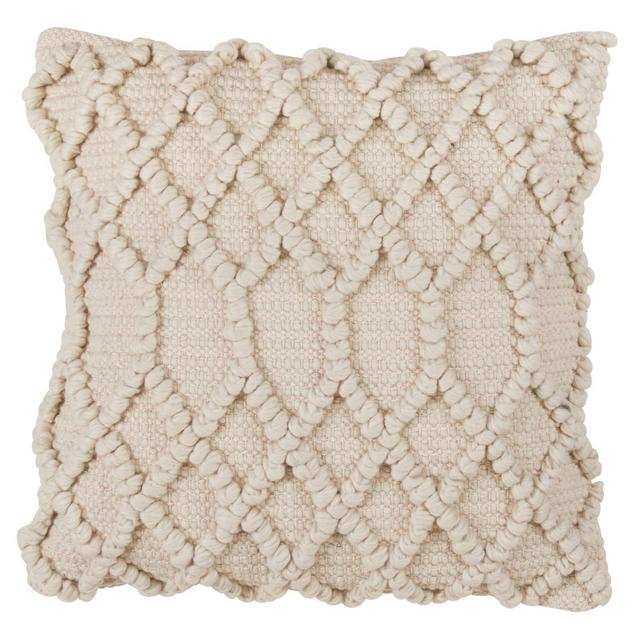 Diamond Weave Throw Pillow Cream - Saro Lifestyle