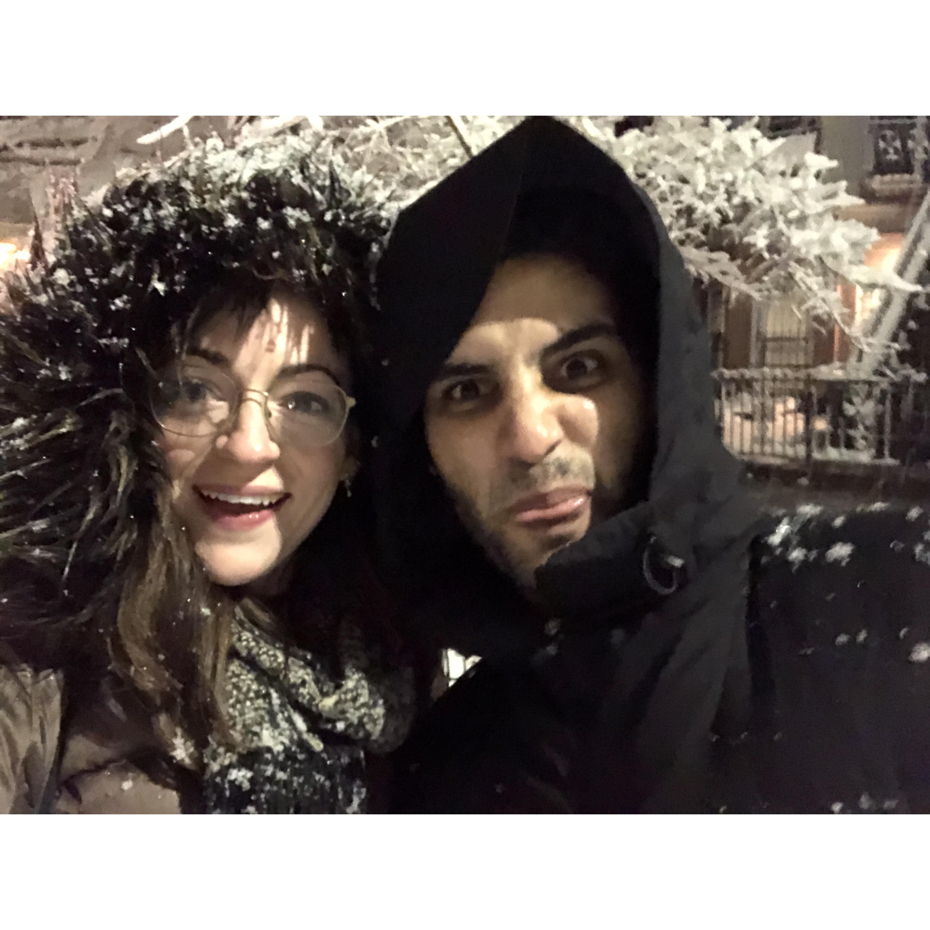 We saw both parts of "Angels in America" on Broadway this day, and as we say in the theatre for 8 hours, a blizzard raged in Brooklyn. By the time we got back it was an absolute winter wonderland.