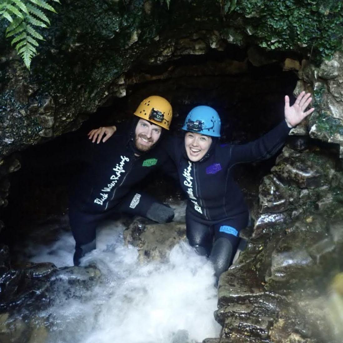 North Island, New Zealand | Our first time caving, where we spent three hours underground experiencing glowworms, underground waterfalls, and Amy's first time rappelling!