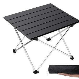 Grope Portable Camping Table with Aluminum Table Top, Folding Beach Table Easy to Carry, Prefect for Outdoor, Picnic, BBQ, Cooking, Festival, Beach, Home Use (Black-M)