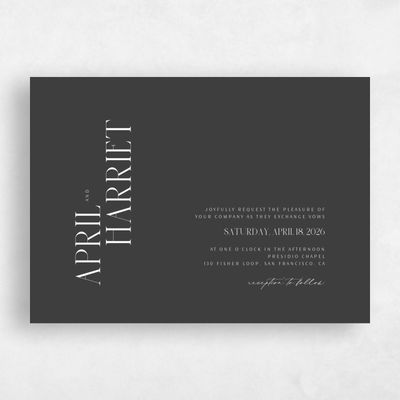 Dark Charcoal, Grey Wedding Invitation - Andes Landscape