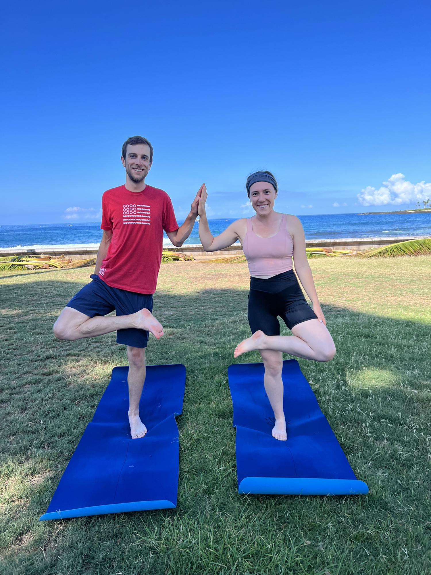 Yoga overlooking the ocean in Kailua-Kona, Hawaii