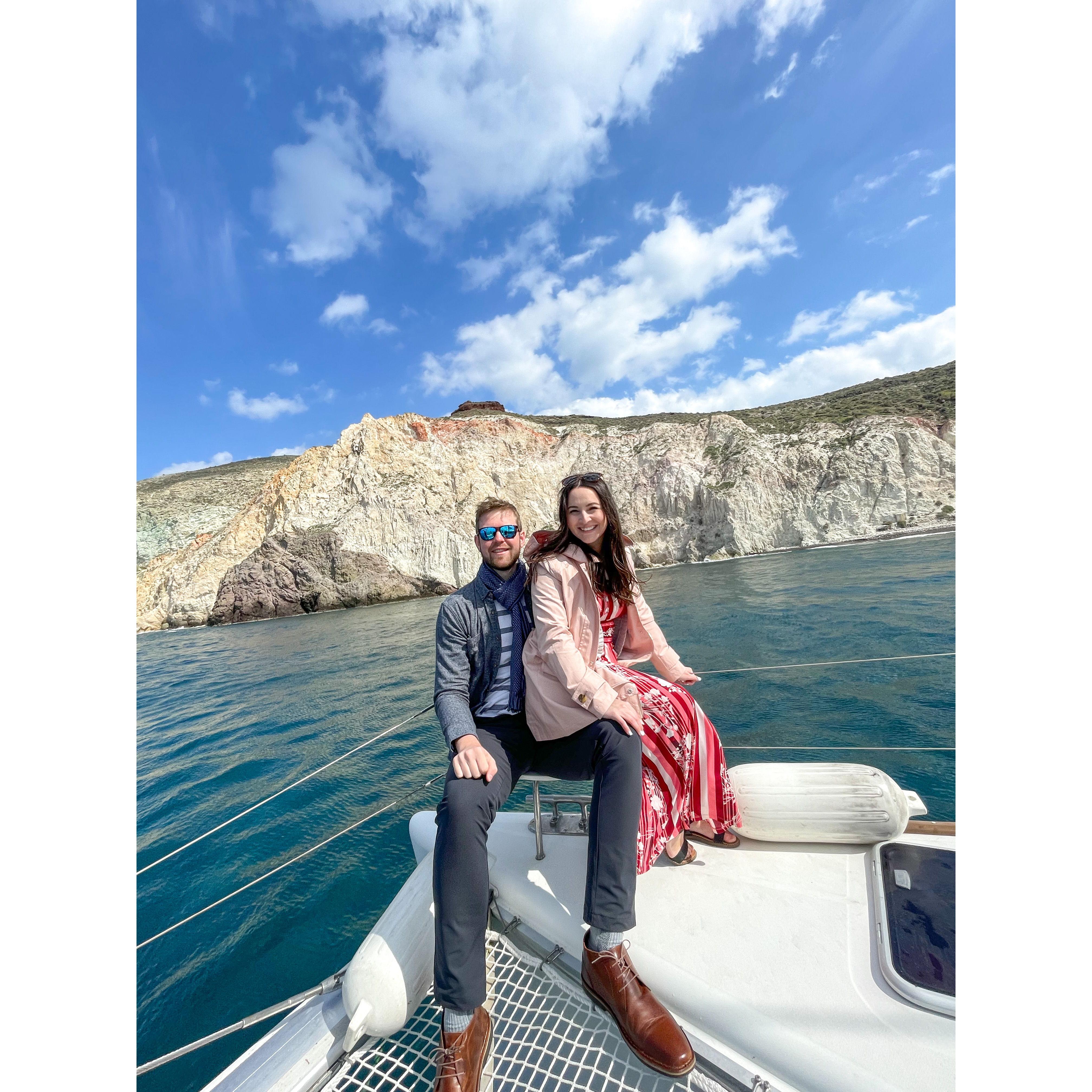 Cruising along the coast of Santorini, Greece (March 2022)