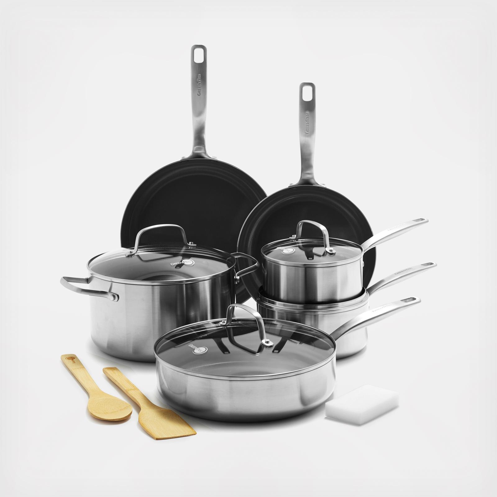 Levels Stainless Steel Stackable Ceramic Nonstick 11-Piece Cookware Se