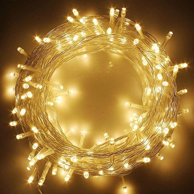 Twinkle Star LED String Lights, Plug in String Lights 8 Modes Waterproof for Indoor Outdoor Christmas Tree Wedding Party Bedroom (*Warm White, 33 ft)