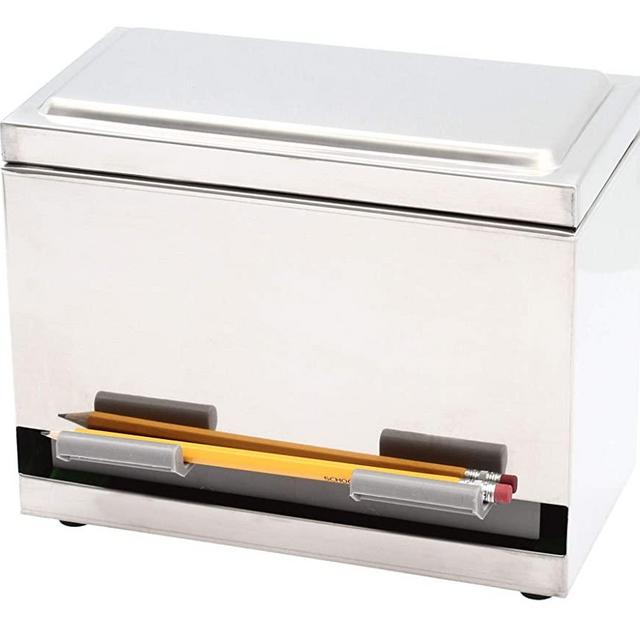 2Fold Supply Stainless Steel Pencil Dispenser - For Bulk Pencil Storage and Dispensing - Custom Pencil, Inspirational, Classroom and Chalkboard Marker Labels Included - Holds up to 200 Pencils