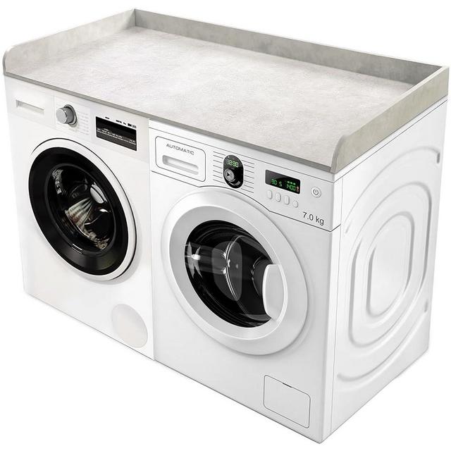 GLDZI Washer Dryer Countertop with Non-Slip Pad, Wood Washer and Dryer Countertop with Edge Rails for Laundry Room Organization and Storage, 54" L x 27.5" W(Light Grey Marble)