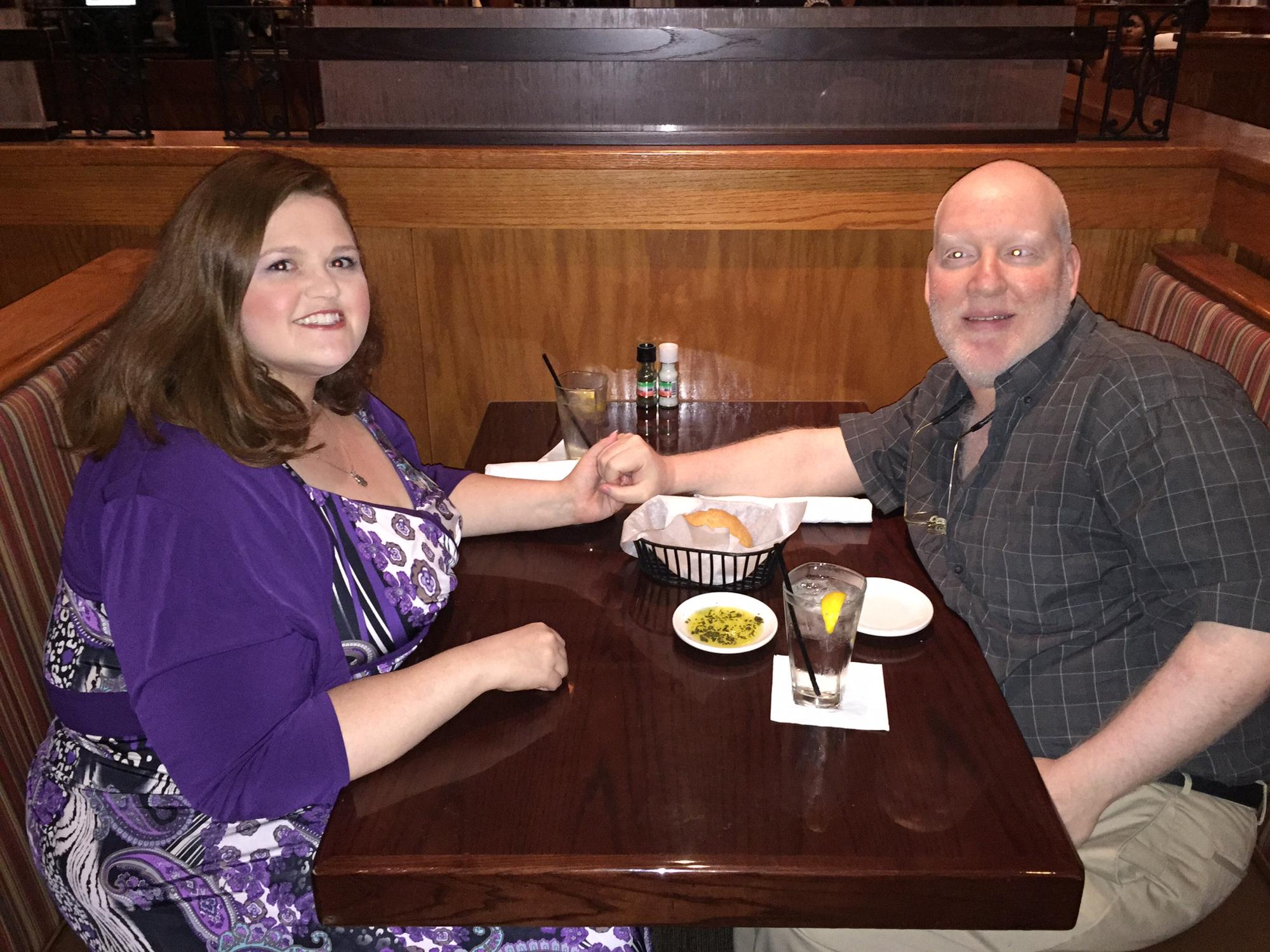 At our first anniversary spent together in 2015, 6 months after Allison moved in.