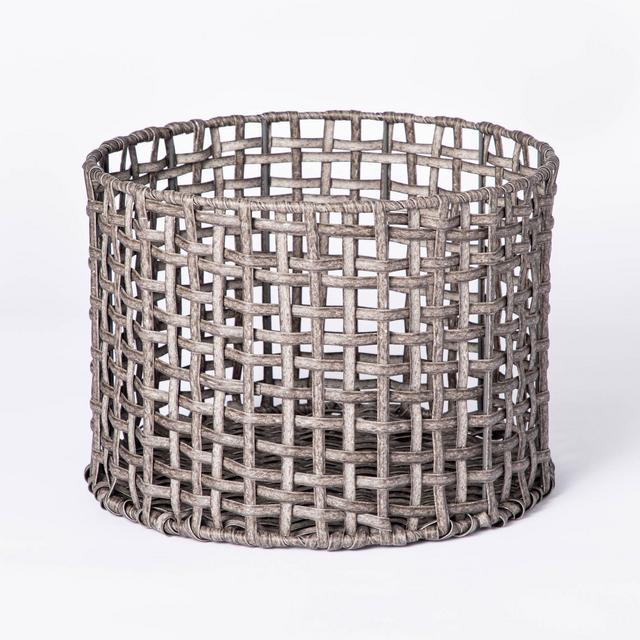 Medium Manmade Outdoor Rattan Basket Gray - Threshold™ designed with Studio McGee