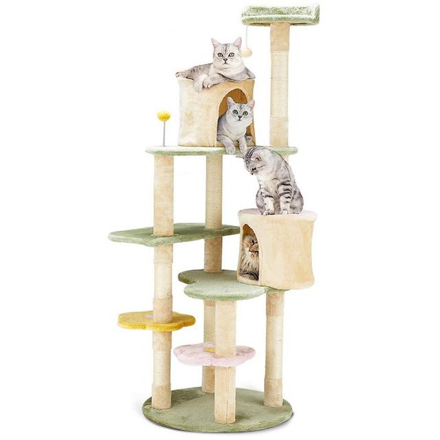 Erinnyees Flower Cat Tree Tower, Heavy Duty Anti-Scratch Cats Furniture, Multi-Level Cat Condo Activity Center Kitten Play House