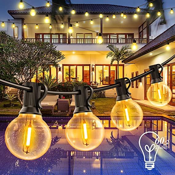 120FT Outdoor String Lights - Supzimo G40 LED Globe String Lights with 60 Waterproof Shatterproof Bulbs(2 Spare), Patio Lights Commercial Grade Backyard Lights for Outside Porch Bistro Garden Party