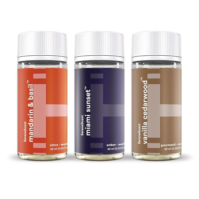 Homedics SereneScent Waterless Diffuser Oil Refill 3-Pack — Mandarin Basil, Miami Sunset, Vanilla Cedarwood (60ml ea). Clean, Safe, Natural. Compatible with SereneScent Diffusers