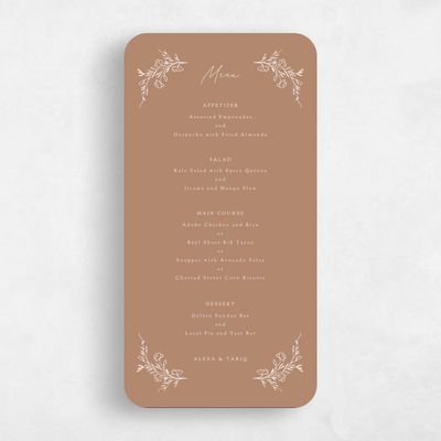 Brown Rounded Wedding Menu - Marnina