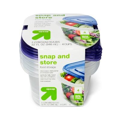 Snap And Store Medium Square Food Storage Container - 4ct/32 fl oz - Up&#38;Up&#8482;