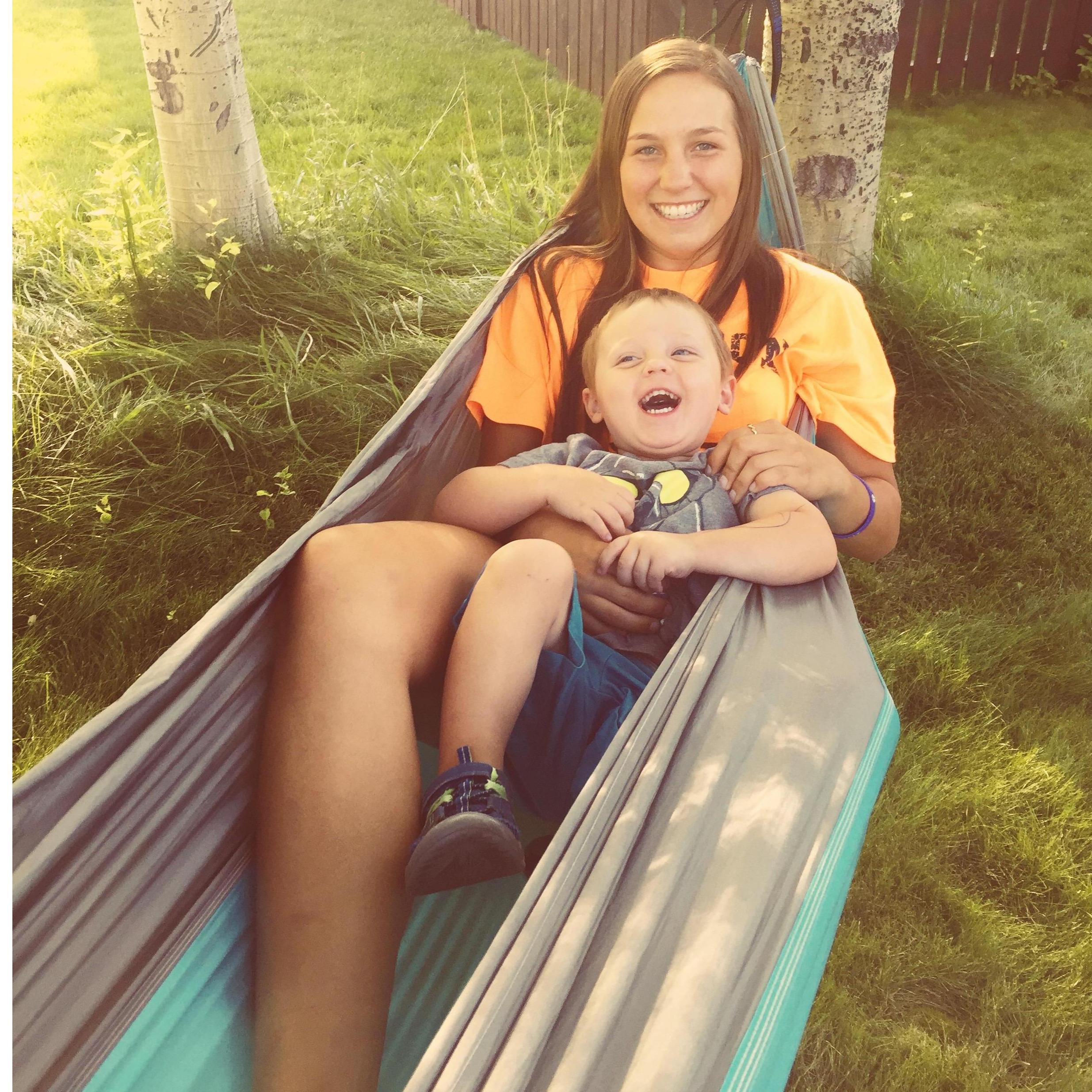 Hammock time with Aunt Raychl