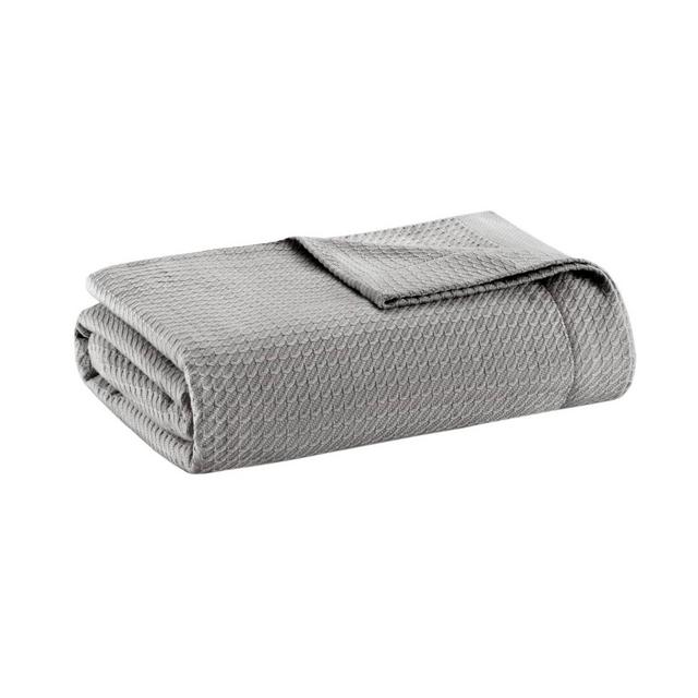 King Textured Cotton Blanket Gray