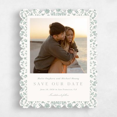 Green Scalloped Wedding Save the Date - Justine Photo