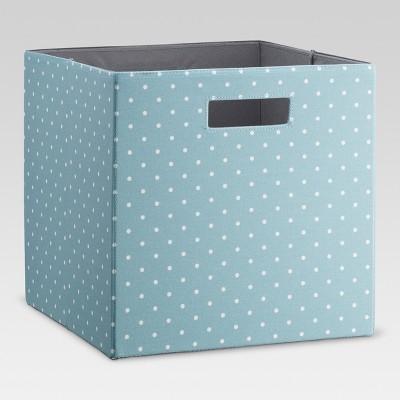 Fabric Cube Storage Bin Ancient Aqua Polka Dot 13" - Threshold&#8482;