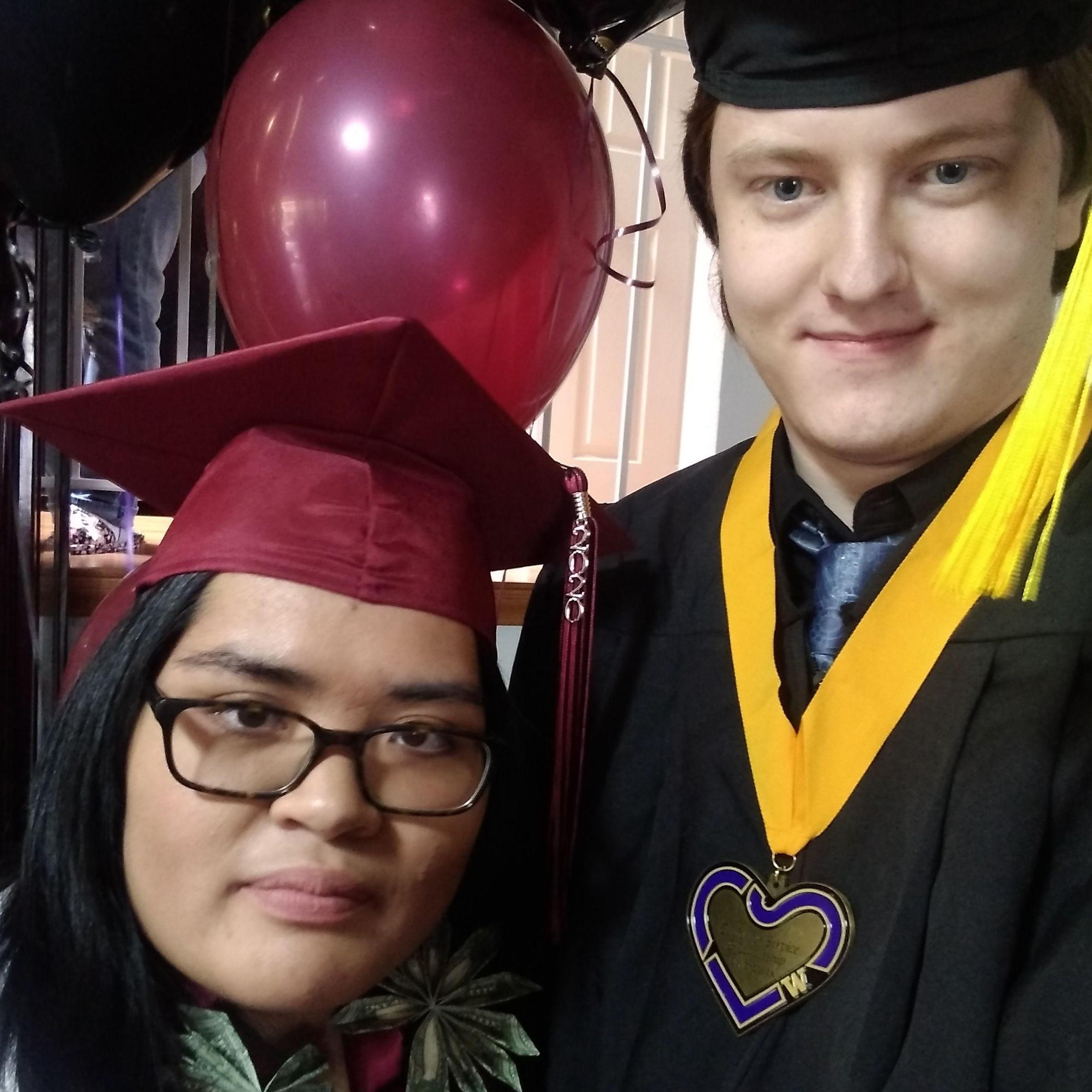 We graduated from university together, albeit different schools. We celebrated at home because it was during the lockdowns.