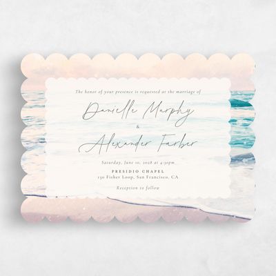 Orange Scalloped Wedding Invitation - Luve Landscape