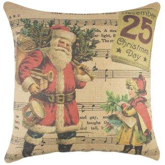 Christmas Day Burlap Throw Pillow