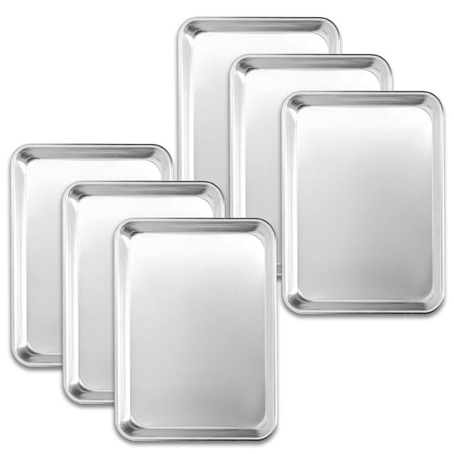 STEELUS 6 Pack Quarter Size Baking Sheet Pan, Aluminum Comercial Cookie Sheets Non-Stick, 13"x10"