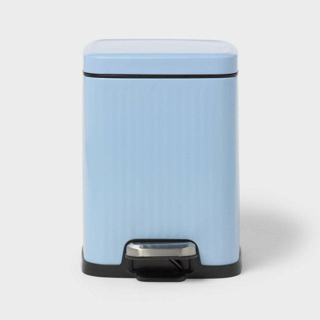 4L Ribbed Step Trash Can Stainless Steel Blue - Brightroom™