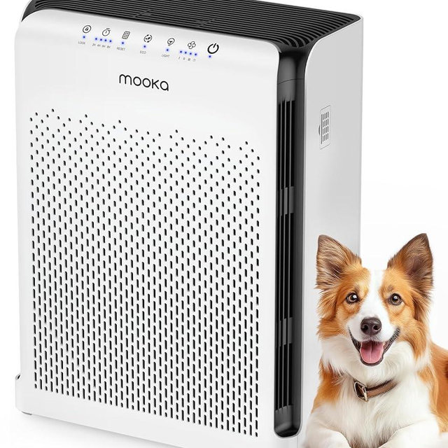 Air Purifiers for Home Large Room up to 2200ft², MOOKA Air Purifier for Home Pets Bedroom with ECO Mode & Fragrance, H13 HEPA Air Filter Cleaner for Pet Hair Dander Smoke Dorm Room Office, M200L