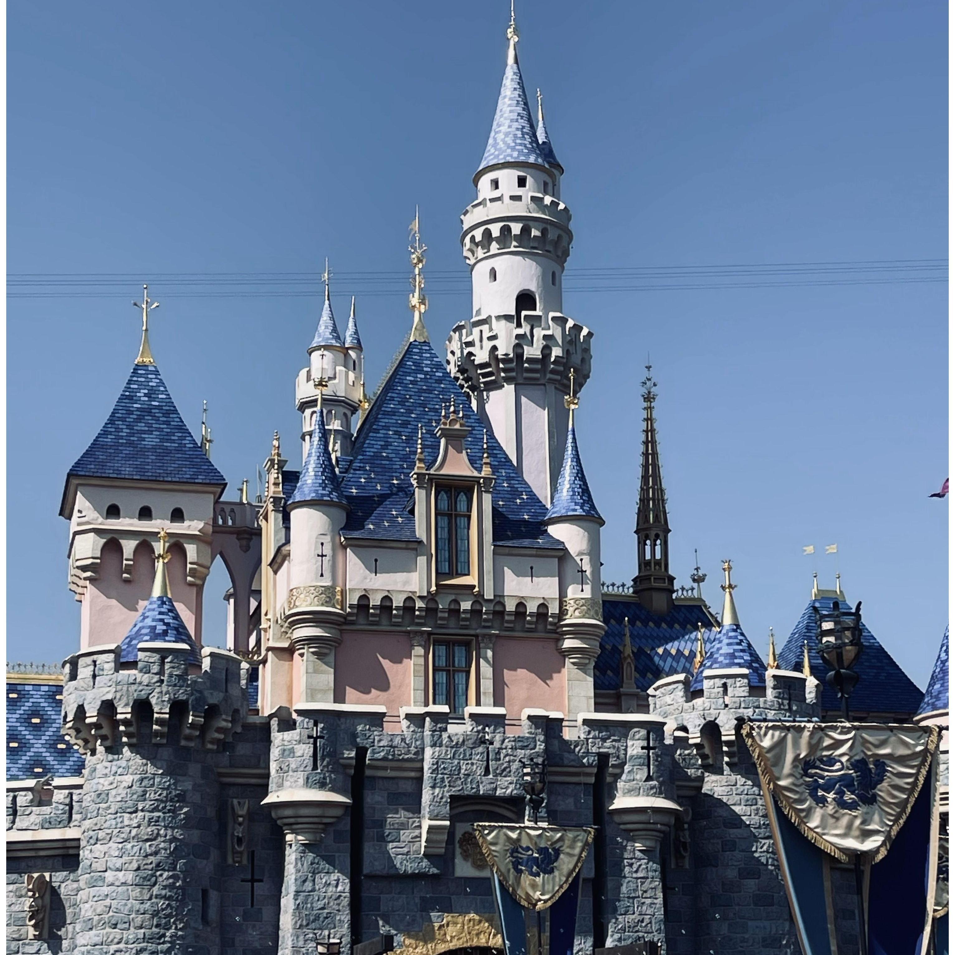 Our view of Sleeping Beauty's Castle at Disneyland!