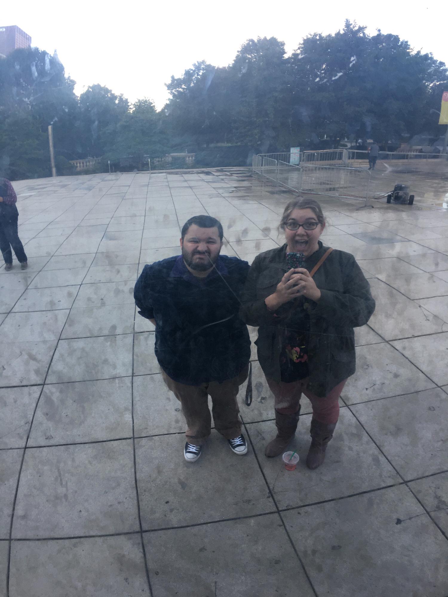 Gotta take a photo with the Bean. From when we saw Hamilton with Matt's family!