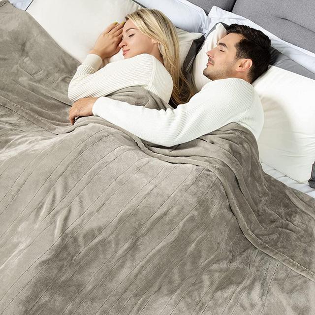 [5 Year Warranty] WOOMER Electric Heated Throw Blanket, Soft Flannel Fast Heating Blanket with Multi-Color Option, Full Size 77"x 84", 10 Heating Levels & 0.5-12H Auto Off, Over-Heat Protection