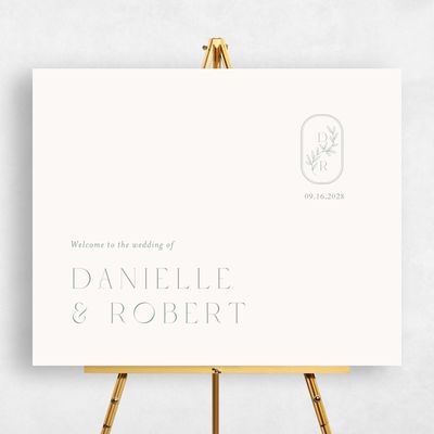 Green Monogram Wedding Sign - Copan Landscape