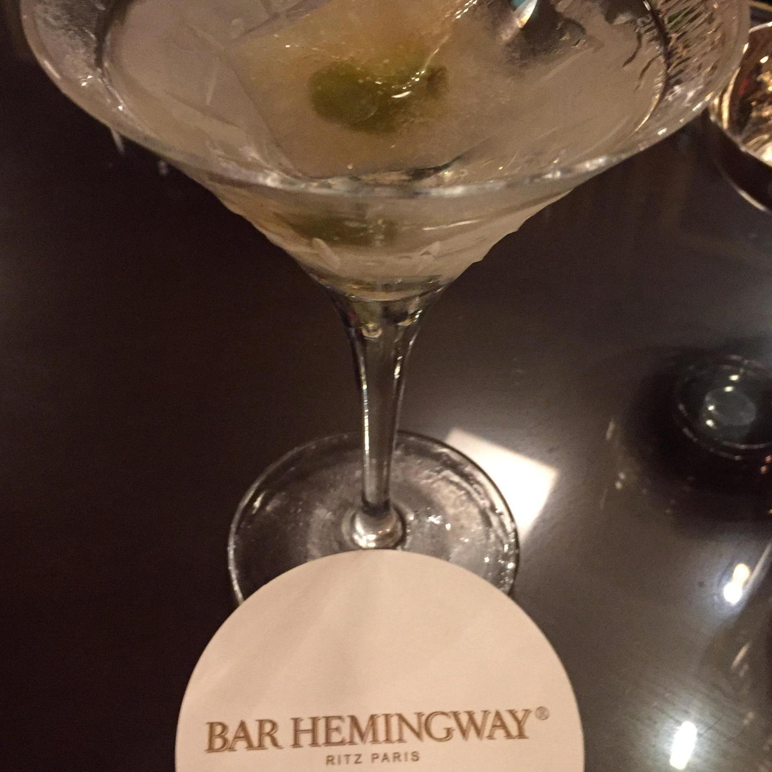 Building the courage to propose with a drink at the Ritz Paris at Bar Hemingway the day before.