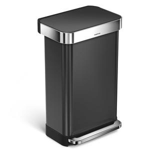 simplehuman® 45-Liter Rectangular Step Trash Can with Liner Pocket in Black