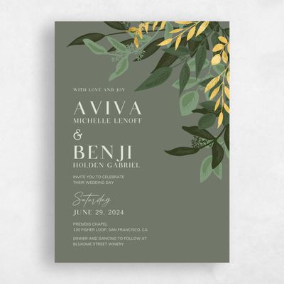 Green Greenery Wedding Invitation - Summerlin Corner Foil