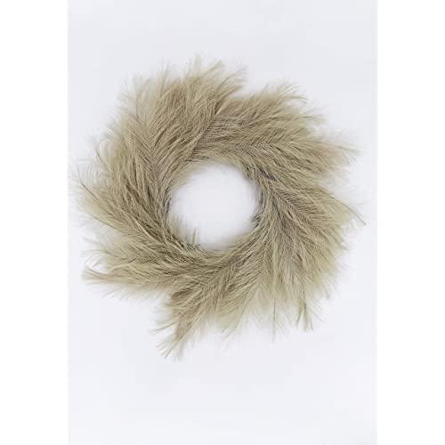 LOZIDECOR Faux Pampas Wreath | 34" Circular Pampas Grass Boho Style Decor for Home Interior and Event Setting Decoration - Gray Taupe