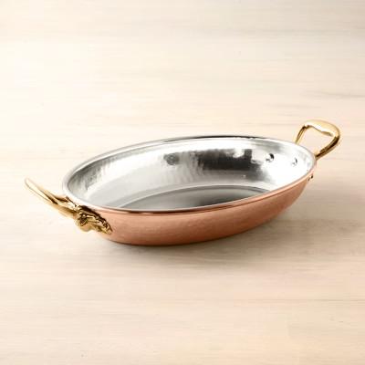 Williams Sonoma - Ruffoni Historia Hammered Copper Oval Gratin with Acorn Handles, 2 1/4-Qt.