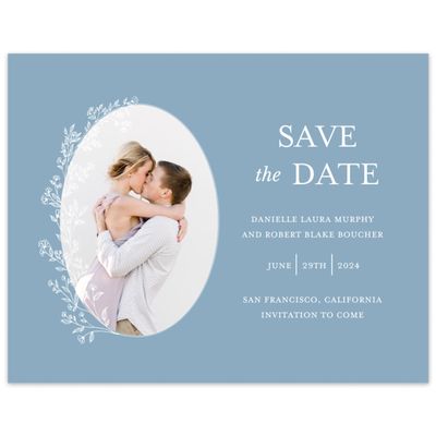 Blue Bordered Wedding Digital Save the Date - Kalispell Landscape