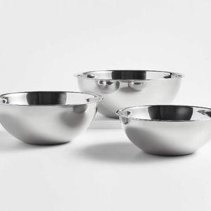 Stainless Steel Restaurant Bowls, Set of 3 | Crate & Barrel